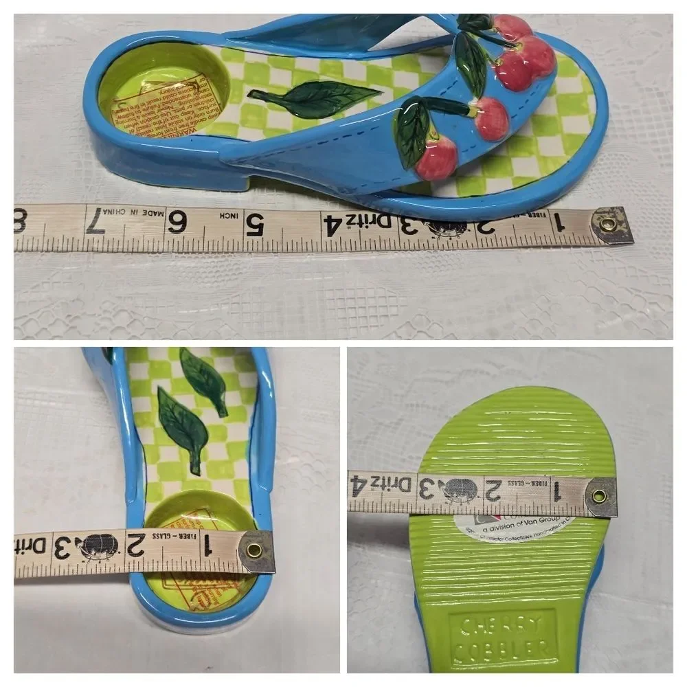 Diane Artware Ceramic Flip Flop “Cherry Cobbler” Votive Candle Holder Y2K Summer